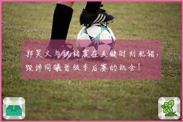郭昊文与祝铭震在关键时刻犯错，毁掉同曦晋级季后赛的机会！